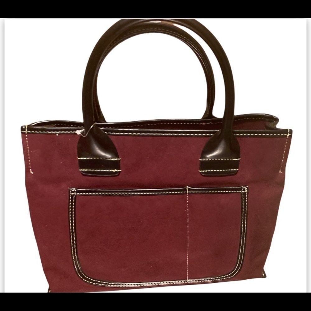 Saks Fifth Avenue Suede and Leather burgundy Handbag